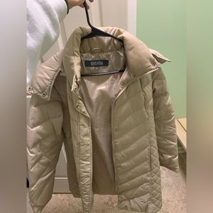 Tan long Kenneth Cole winter coat with fur hood